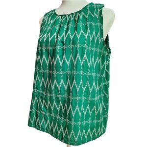 Universal Thread‎ Women's Blouse Medium Embroidered Green Sleeveless Lightweight